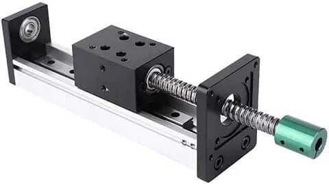 High-precision linear slide with lead screw mechanism for controlled linear travel per rotation in industrial and automation applications
